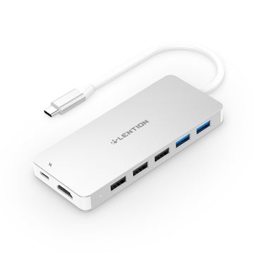 LENTION USB C Hub với đầu đọc thẻ 3 khe cắm SD 3.0, 4K HDMI, Power Delivery và hơn thế nữa (CB-C19)