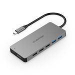 LENTION USB C Hub với đầu đọc thẻ 3 khe cắm SD 3.0, 4K HDMI, Power Delivery và hơn thế nữa (CB-C19)