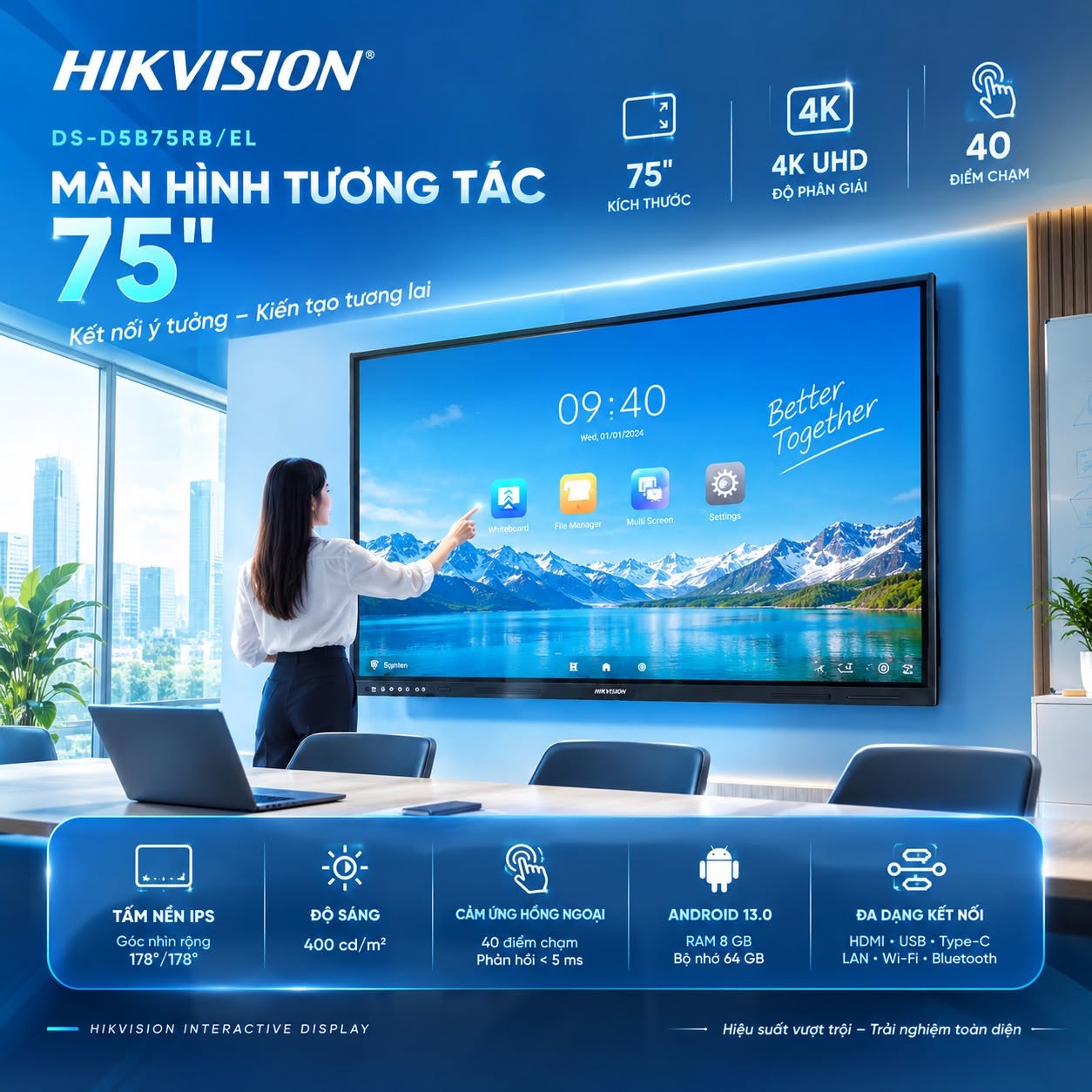 MÀN HÌNH TƯƠNG TÁC HIKVISION 75